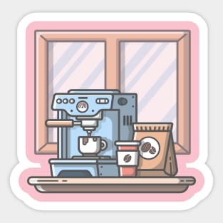 Coffee Machine Cartoon Sticker